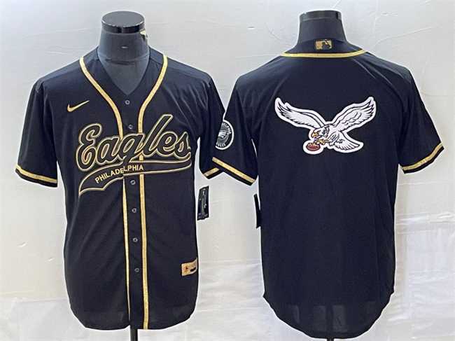 Men's Philadelphia Eagles Black Gold Team Big Logo Cool Base Stitched Baseball Jersey,We sell and wholesale Men's Philadelphia Eagles Black Gold Team Big Logo Cool Base Stitched Baseball Jersey on line form chian!
